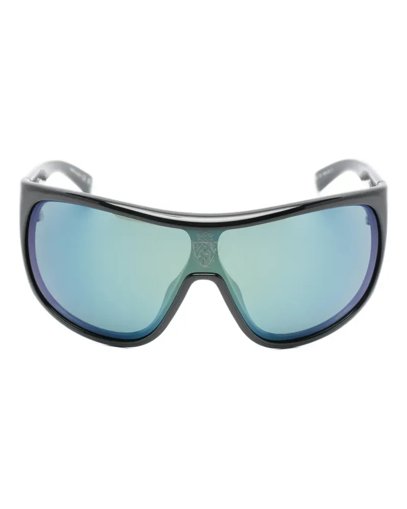 Gucci logo-print oversized-frame sunglasses - Schwarz Schwarz