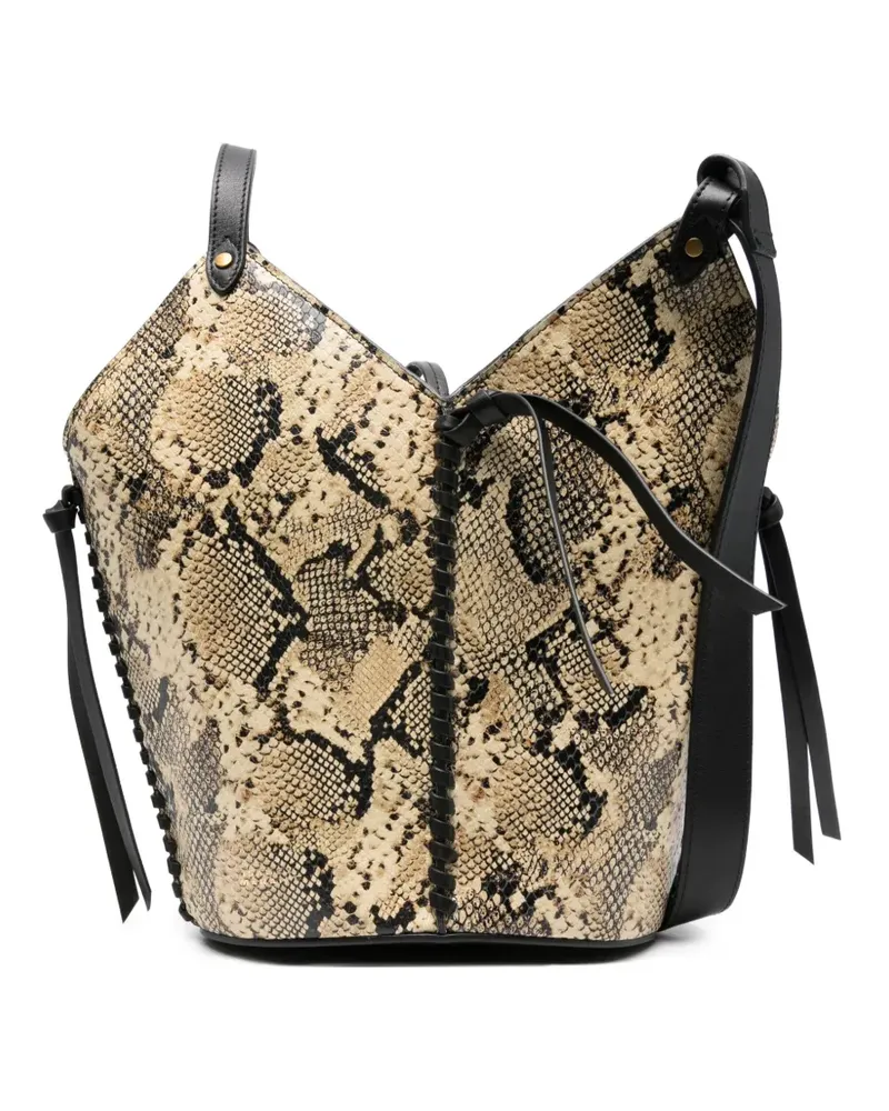 Isabel Marant Kordelzug-Tote Bag mit Schlangenleder-Print - Schwarz Schwarz