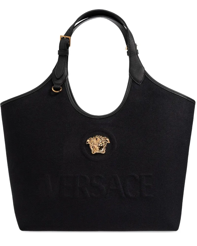 Versace Tote Bag mit Medusa-Applikation - Schwarz Schwarz