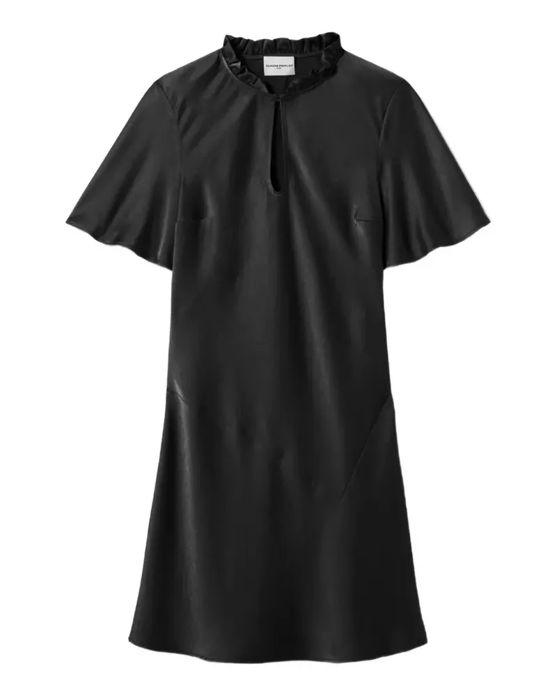 Claudie Pierlot ruffled keyhole-detail dress - Schwarz Schwarz