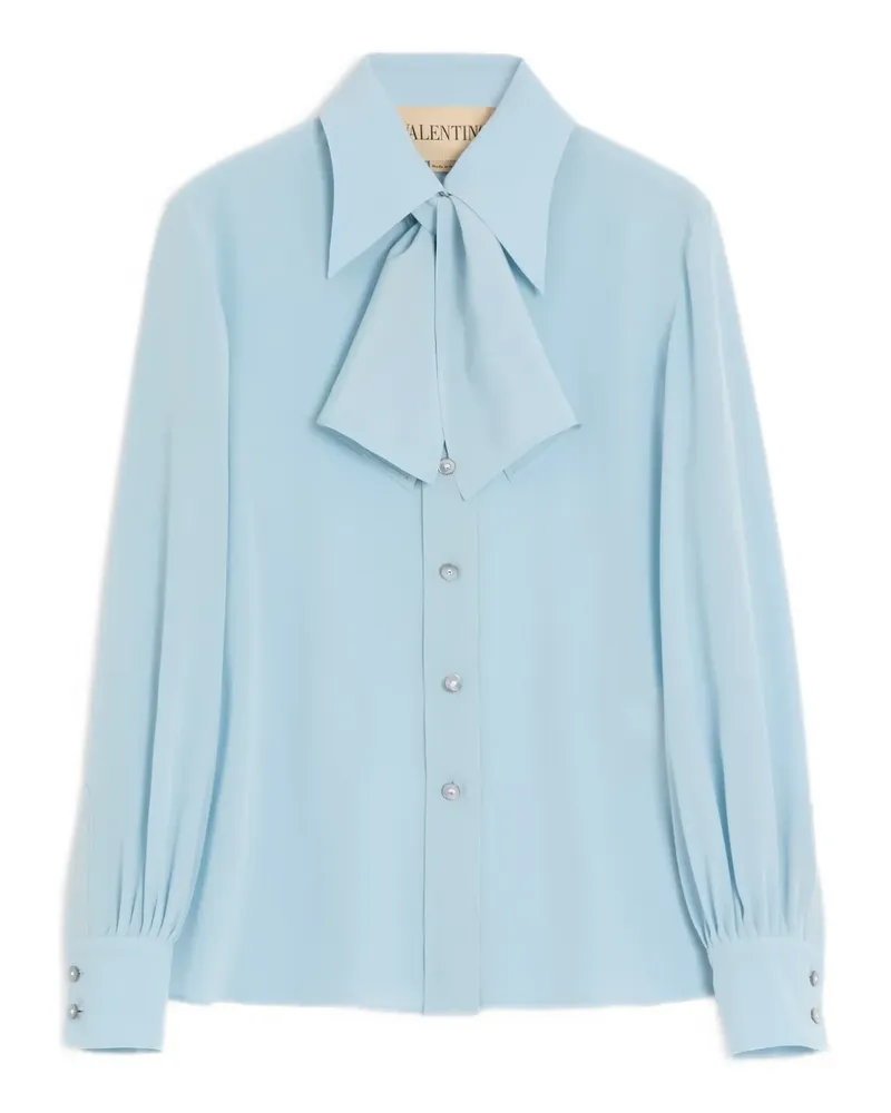 Valentino Garavani Chinakrepp-Hemd mit Schaldetail - Blau Blau