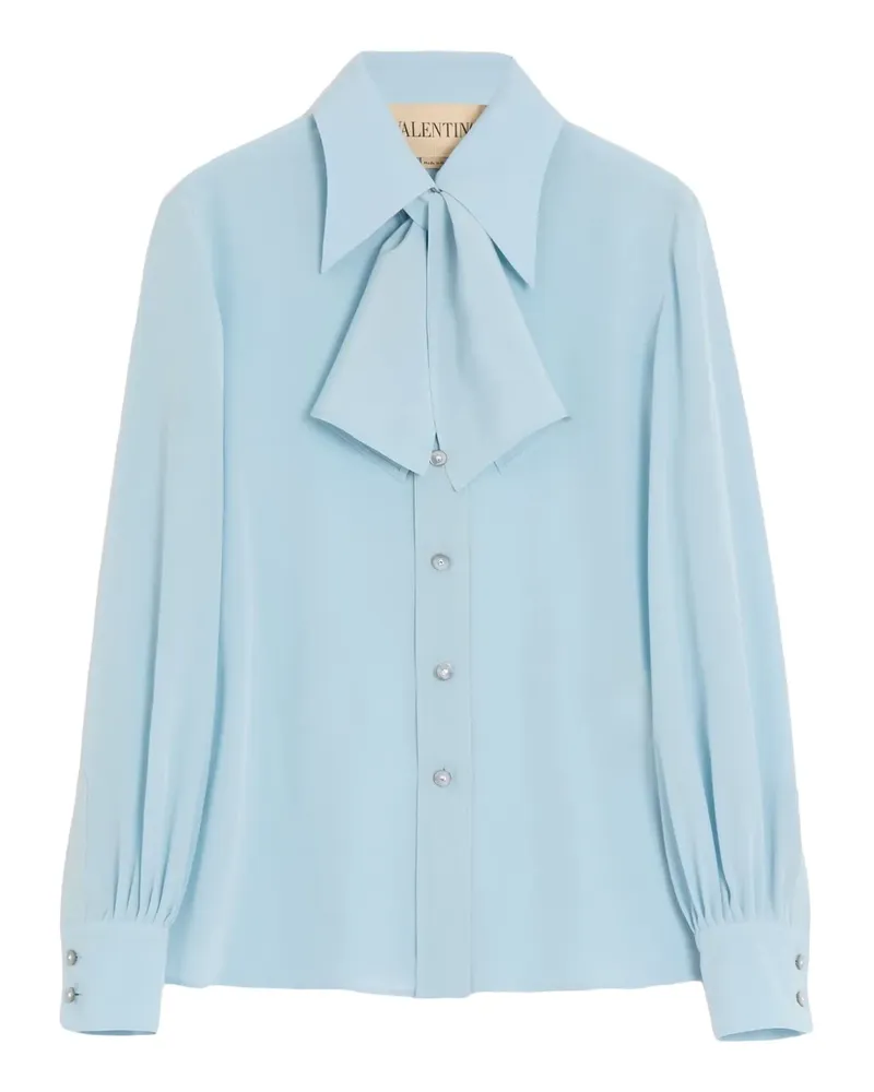 Valentino Garavani Chinakrepp-Hemd mit Schaldetail - Blau Blau