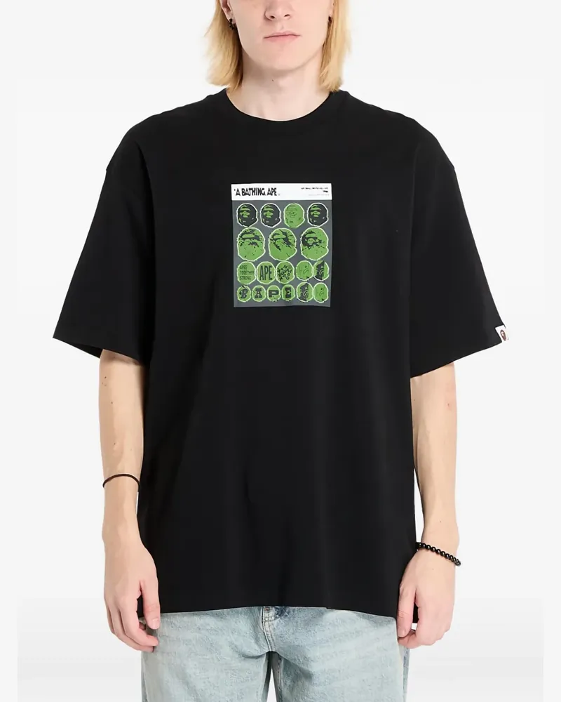 BAPE Sticker T-Shirt mit grafischem Print - Schwarz Schwarz
