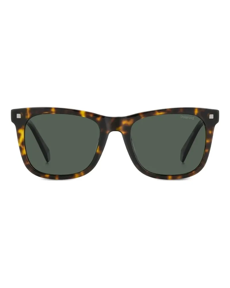 Polaroid tortoiseshell-effect rectangle-frame sunglasses - Braun Braun