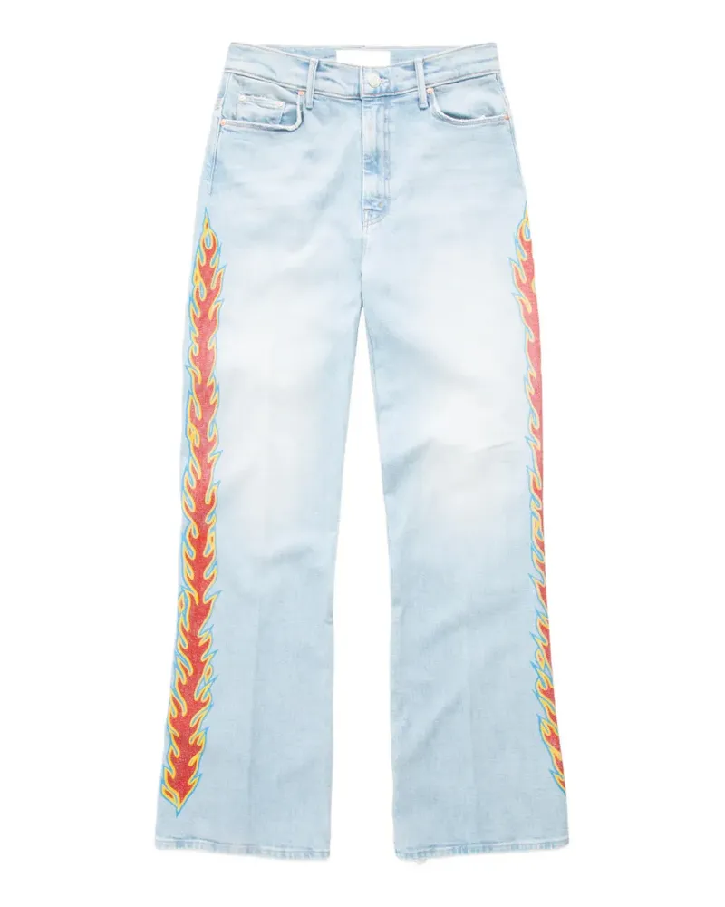 Mother The Saloon Sneak flame-print jeans - Blau Blau