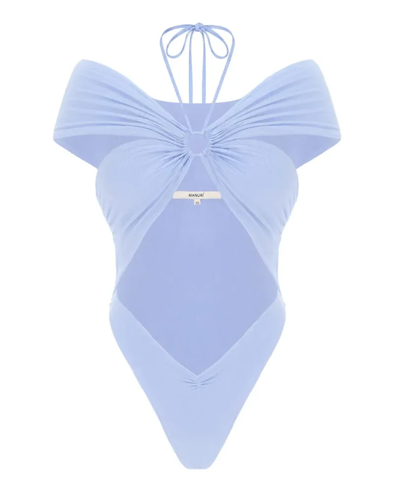 MANURÍ Eleni cut-out off-shoulder bodysuit - Blau Blau
