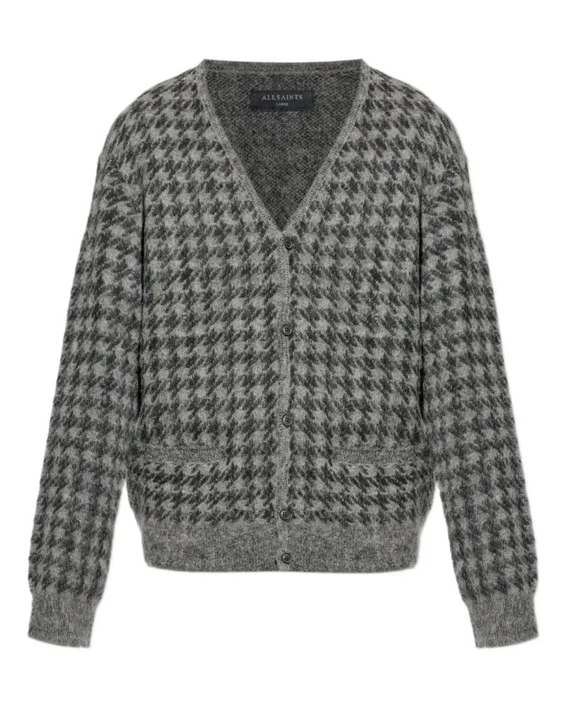 AllSaints Zain Cardigan mit Hahnentrittmuster - Grau Grau