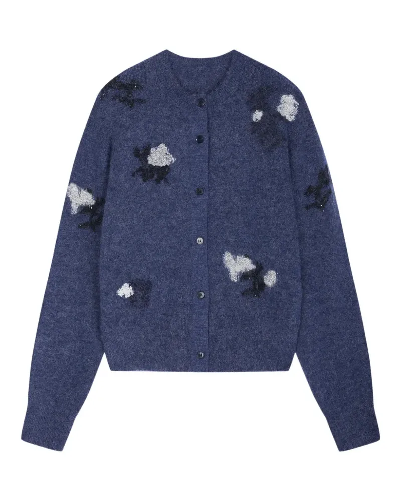 JNBY Intarsien-Cardigan mit Blumenmuster - Blau Blau