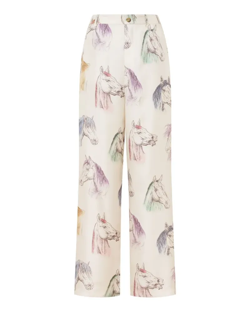 Moschino Tapered-Seidenhose mit Pferde-Print - Nude Nude