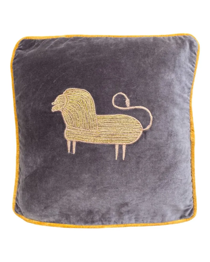 Les-Ottomans lion-embroidered cushion (50cm x 50cm) - Grau Grau