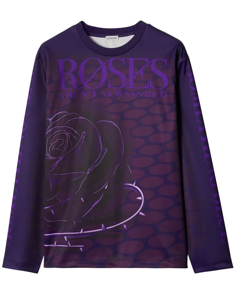 Burberry Pullover mit Rosen-Print - Violett Violett