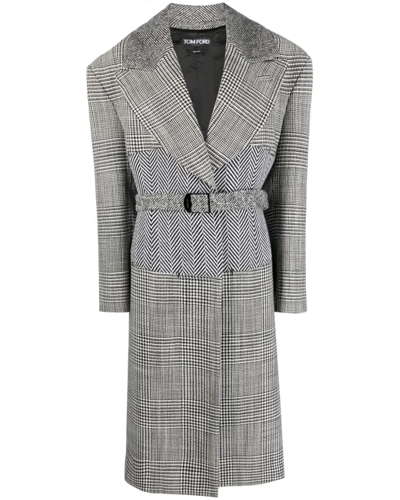 Tom Ford Mantel mit Hahnentrittmuster - Schwarz Schwarz
