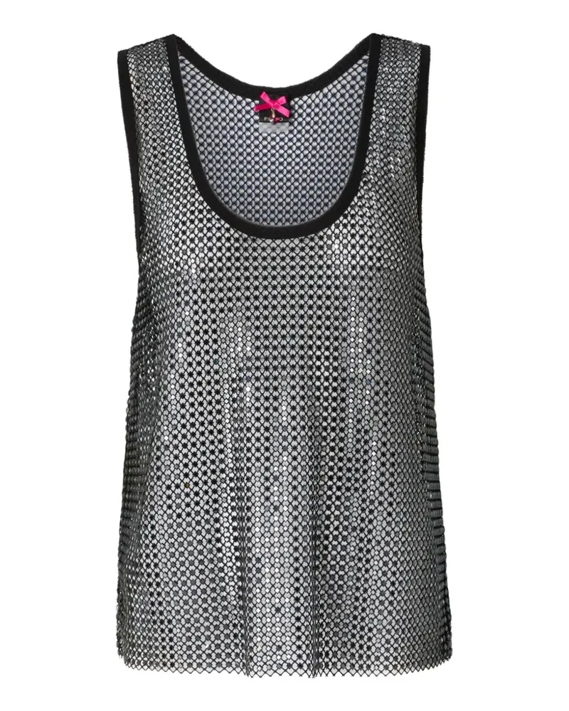 Pinko Mesh-Top mit Pailletten - Silber Silber