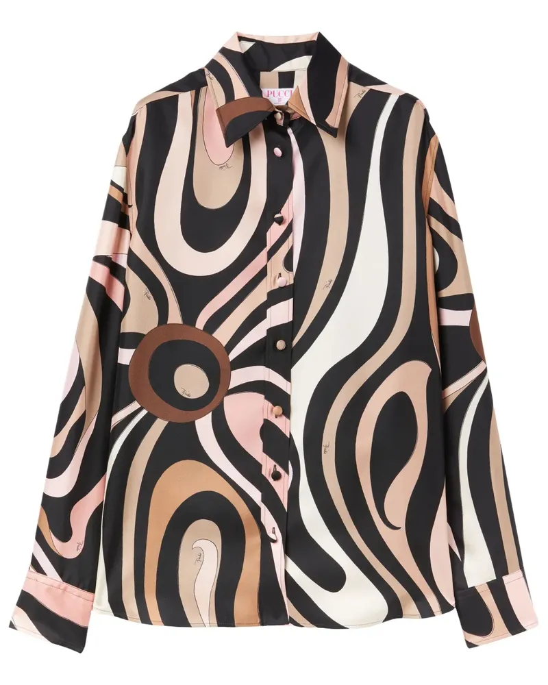 Emilio Pucci Marmo Seidenhemd - Schwarz Schwarz