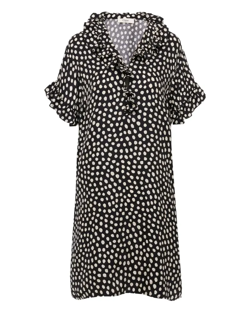 Chloé ruffled polka-dot dress - Schwarz Schwarz