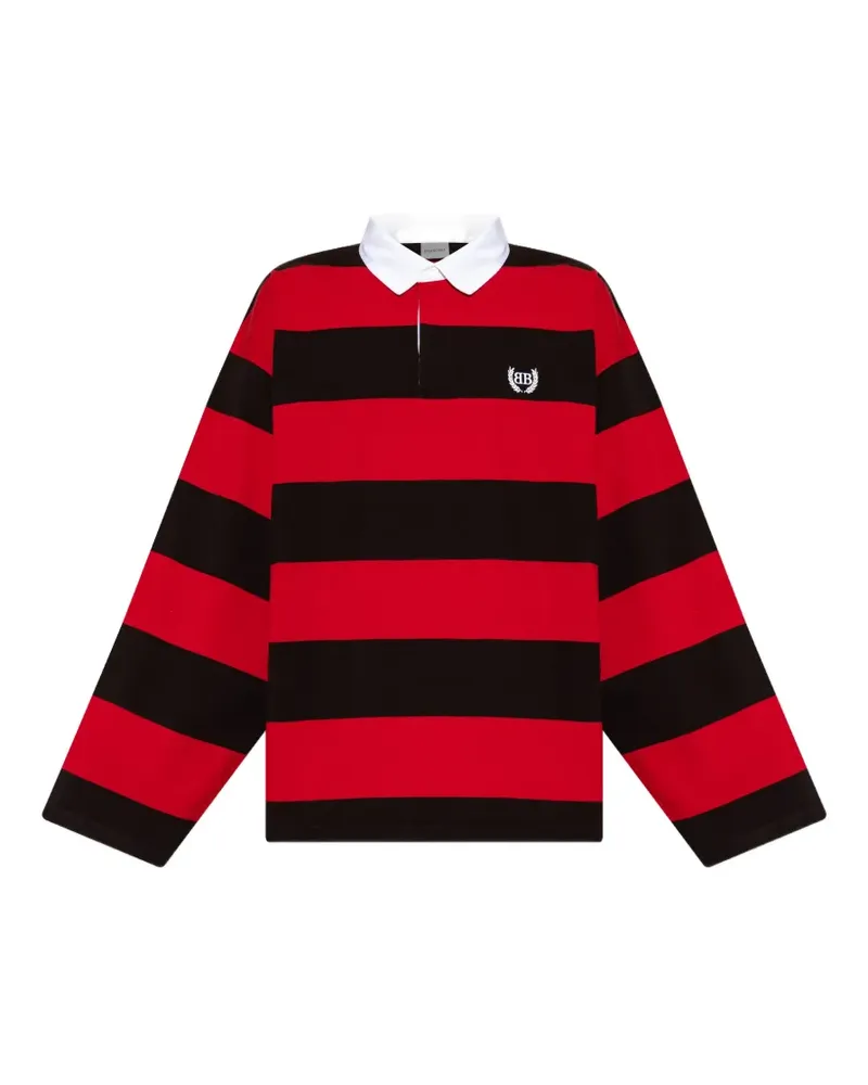 Balenciaga Gestreiftes Poloshirt mit Logo - Rot Rot