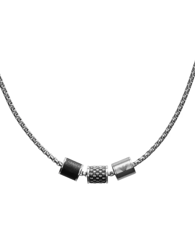 Emporio Armani Halskette mit Kastenkette und Perlenverzierung - Silber Silber