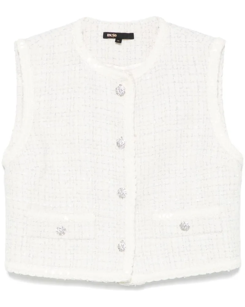 Maje Tweed-Jacke mit Pailletten - Weiß Weiß