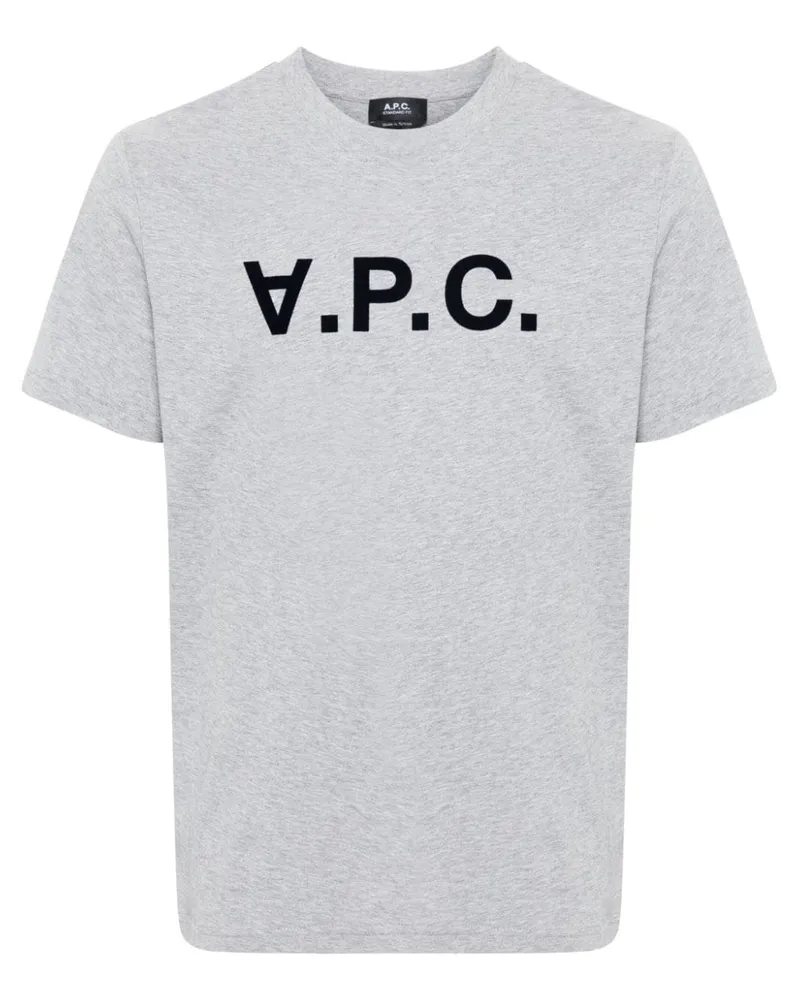 A.P.C. T-Shirt mit beflocktem Logo - Grau Grau