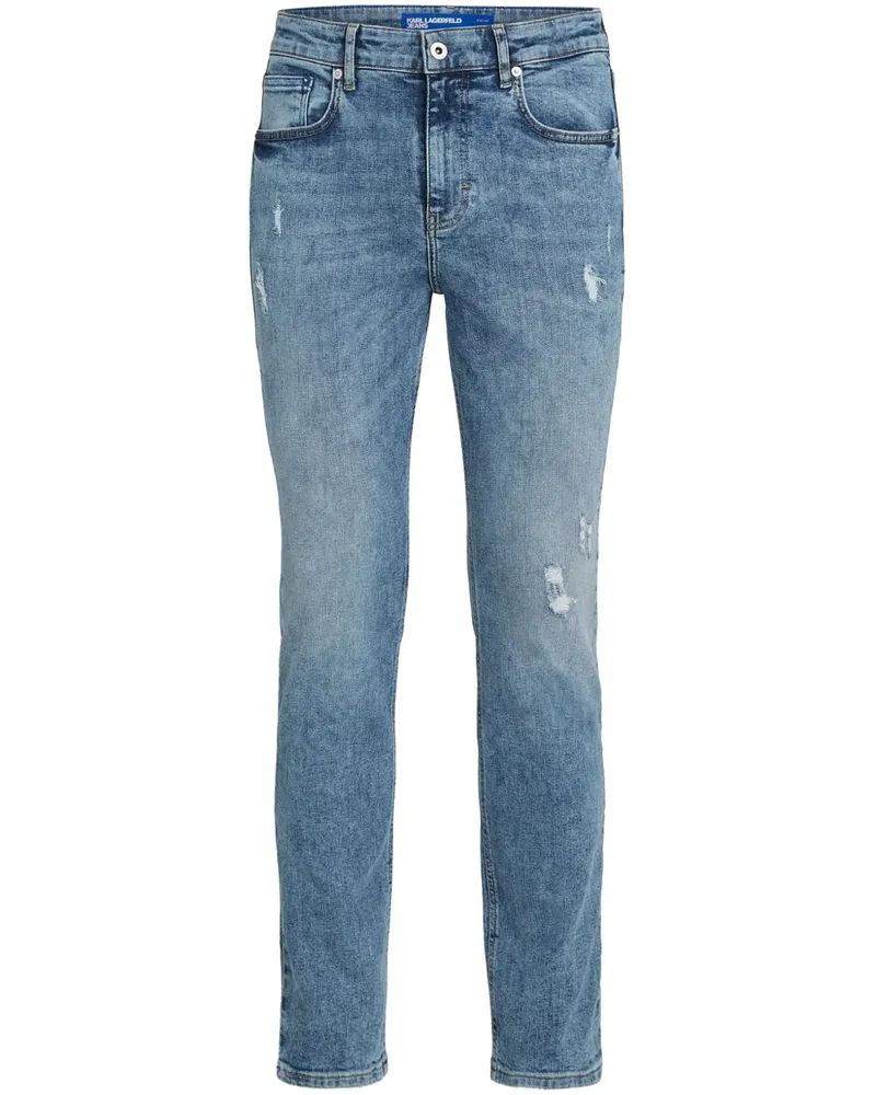 Karl Lagerfeld Halbhohe Skinny-Jeans im Distressed-Look - Blau Blau
