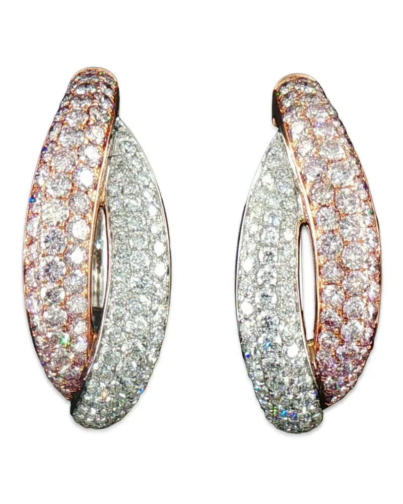 HYT Jewelry Creolen mit pinkem und weißem Diamant - Silber Silber