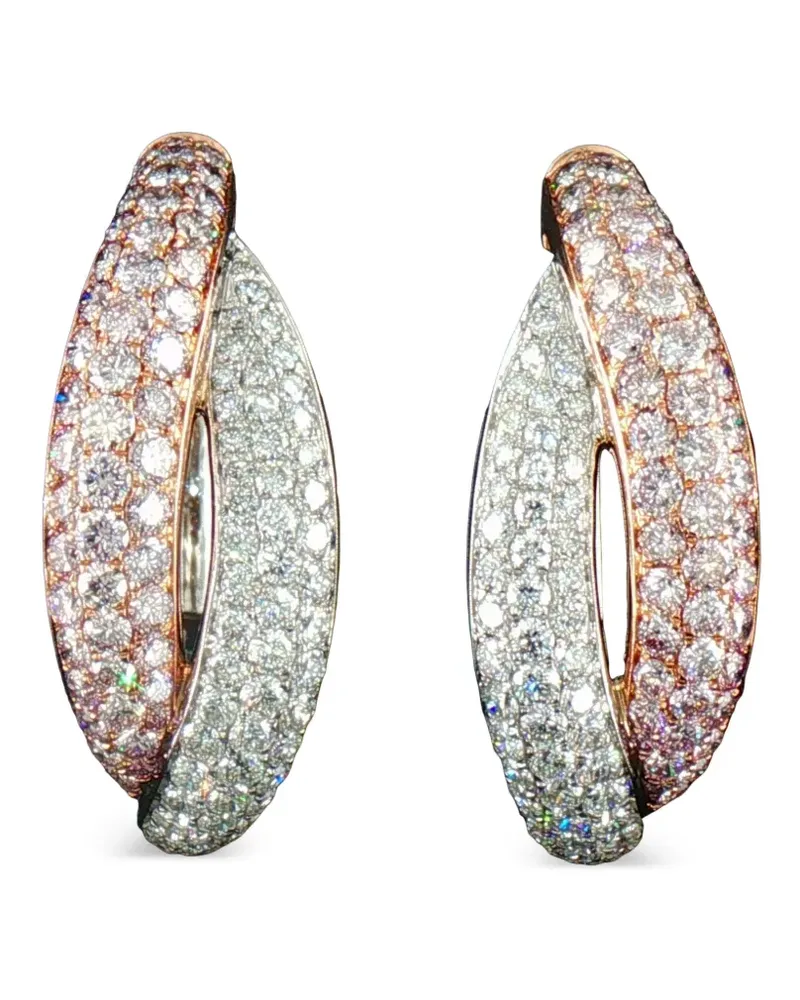 HYT Jewelry Creolen mit pinkem und weißem Diamant - Silber Silber