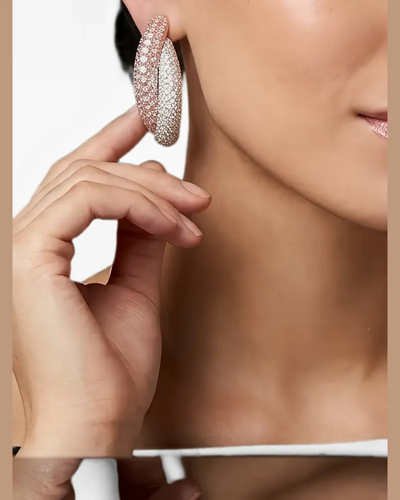 HYT Jewelry pink and white diamond hoop earrings - Silber Silber