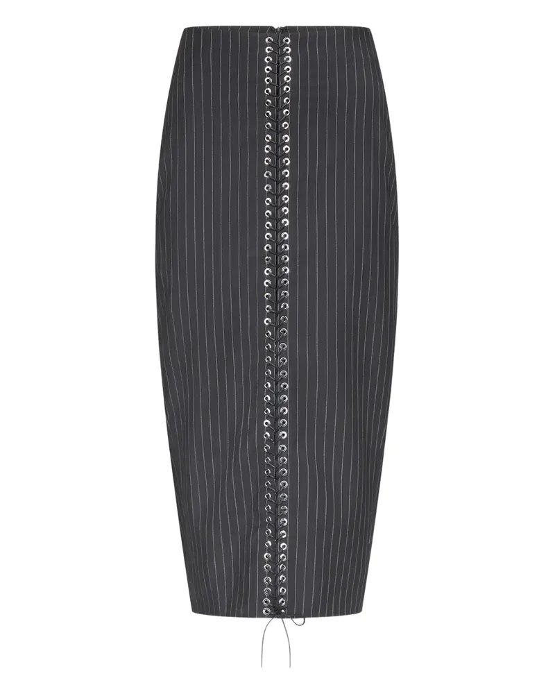 Ludovic de Saint Sernin lace-up pinstripe pencil midi skirt - Grau Grau