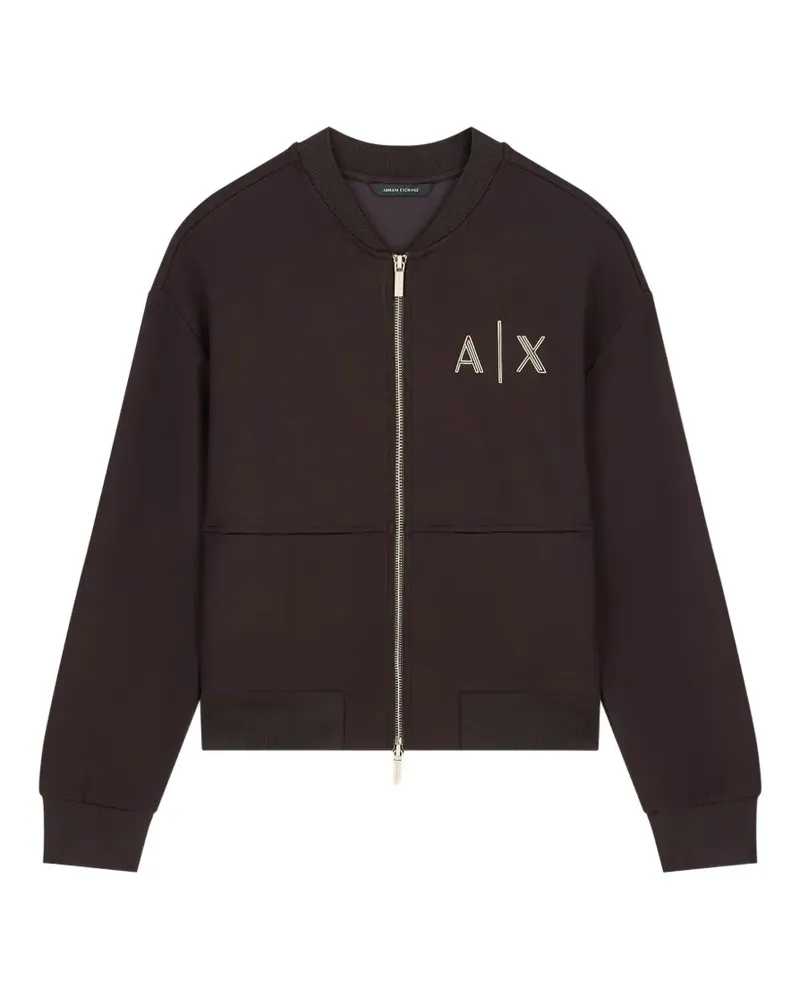 Armani Exchange logo-plaque zip-up jacket - Braun Braun