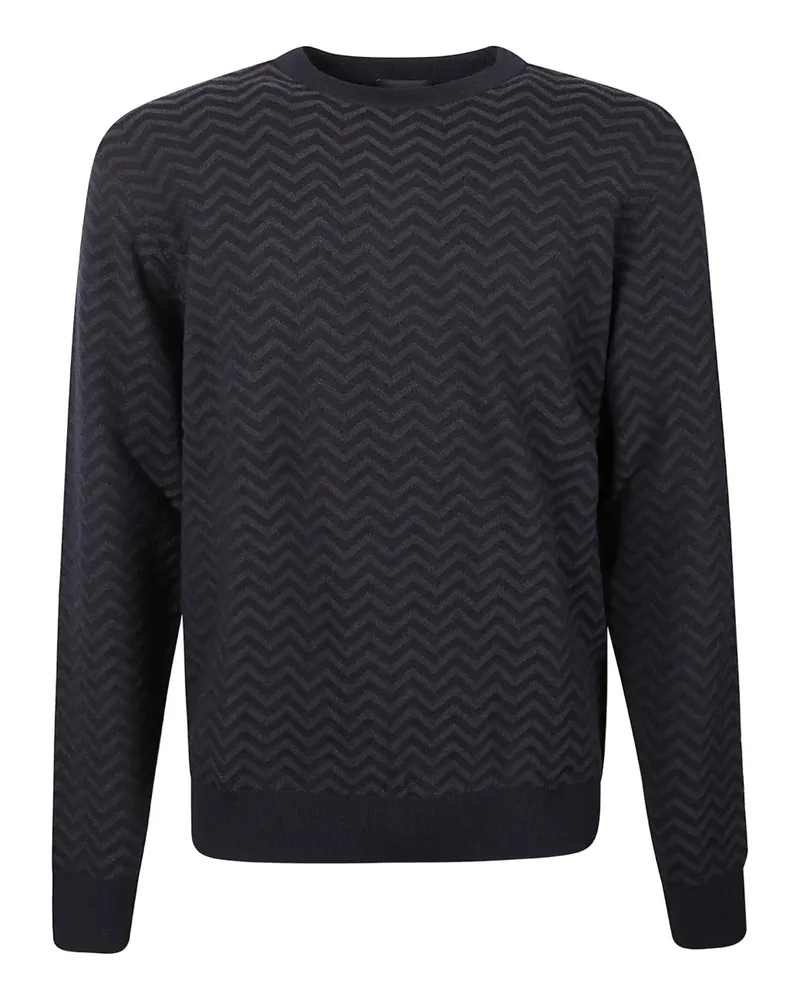 Giorgio Armani Rundhals-Pullover mit Zickzackmuster - Schwarz Schwarz