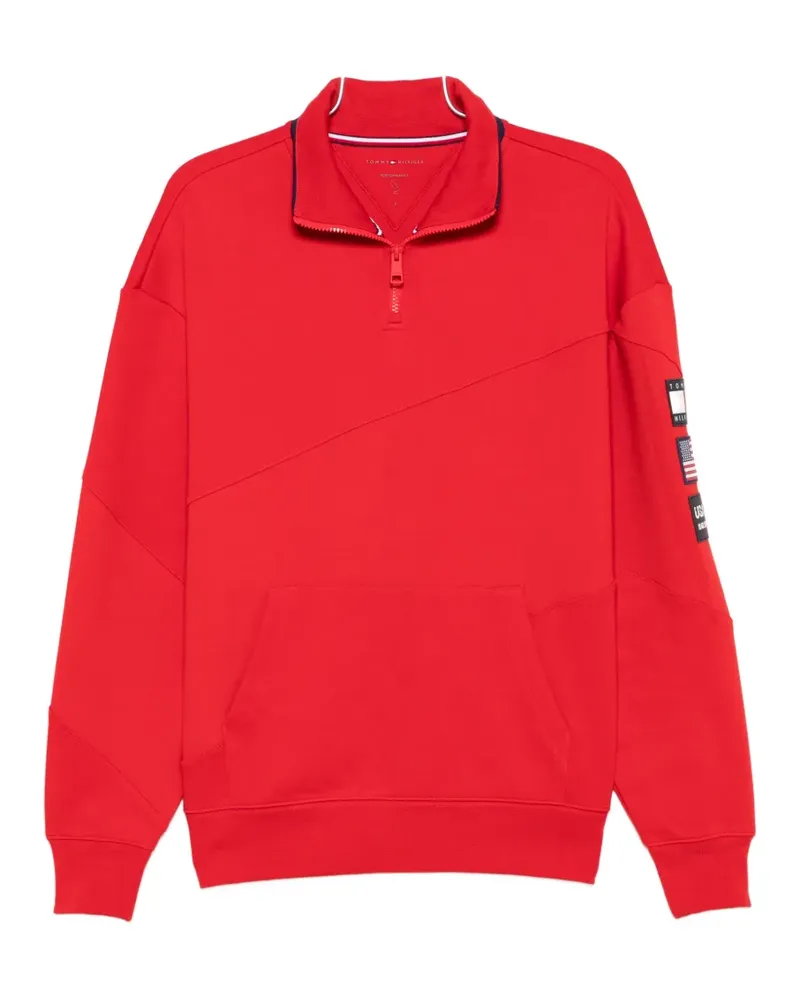 Tommy Hilfiger logo-patch quarter-zip sweatshirt - Rot Rot