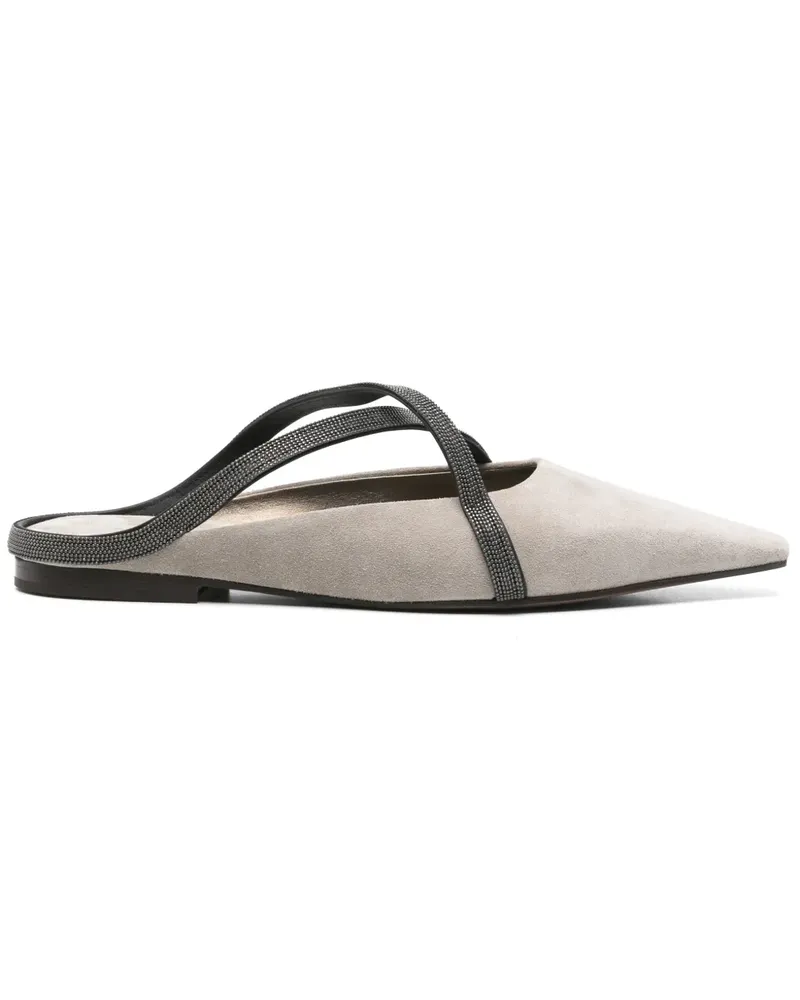 Brunello Cucinelli Slipper mit Monili-Kette - Grau Grau