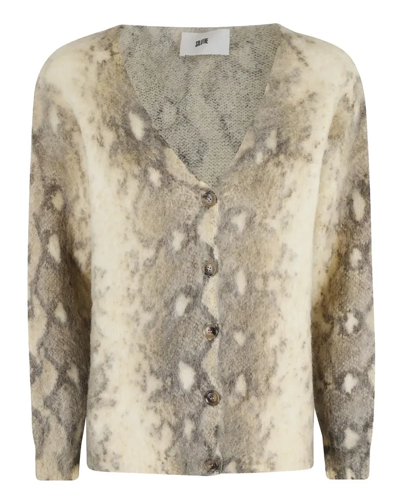 SOLOTRE button snake-pattern cardigan - Nude Nude