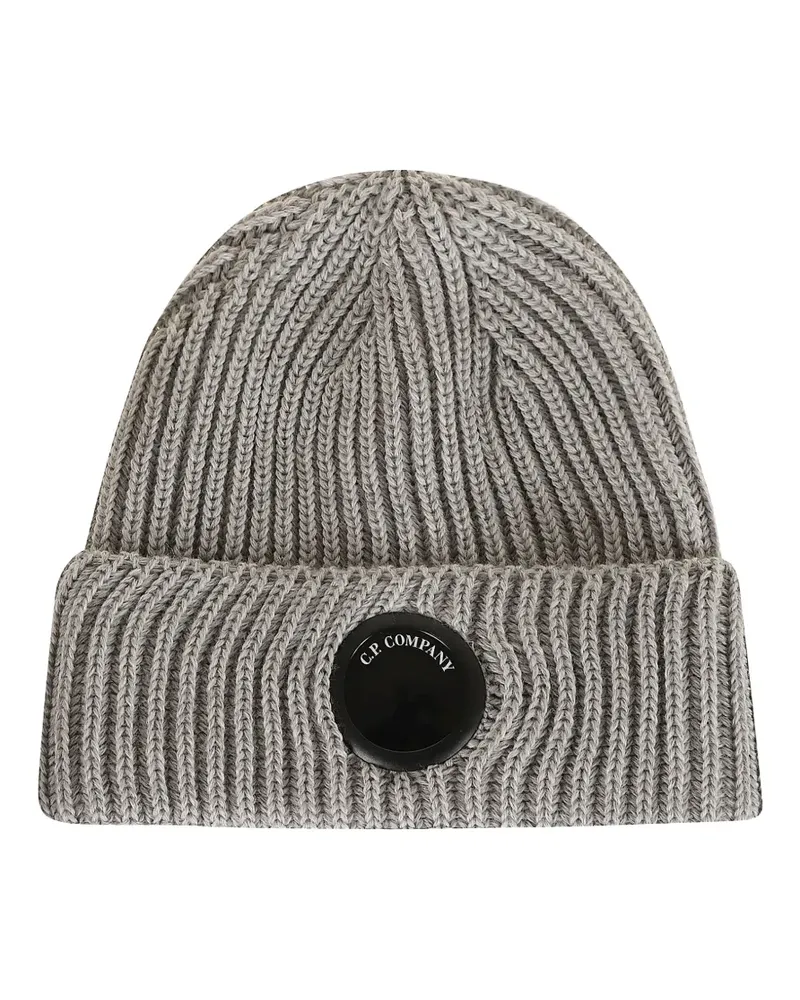 C.P. Company Lens-detail ribbed-knit beanie hat - Grau Grau