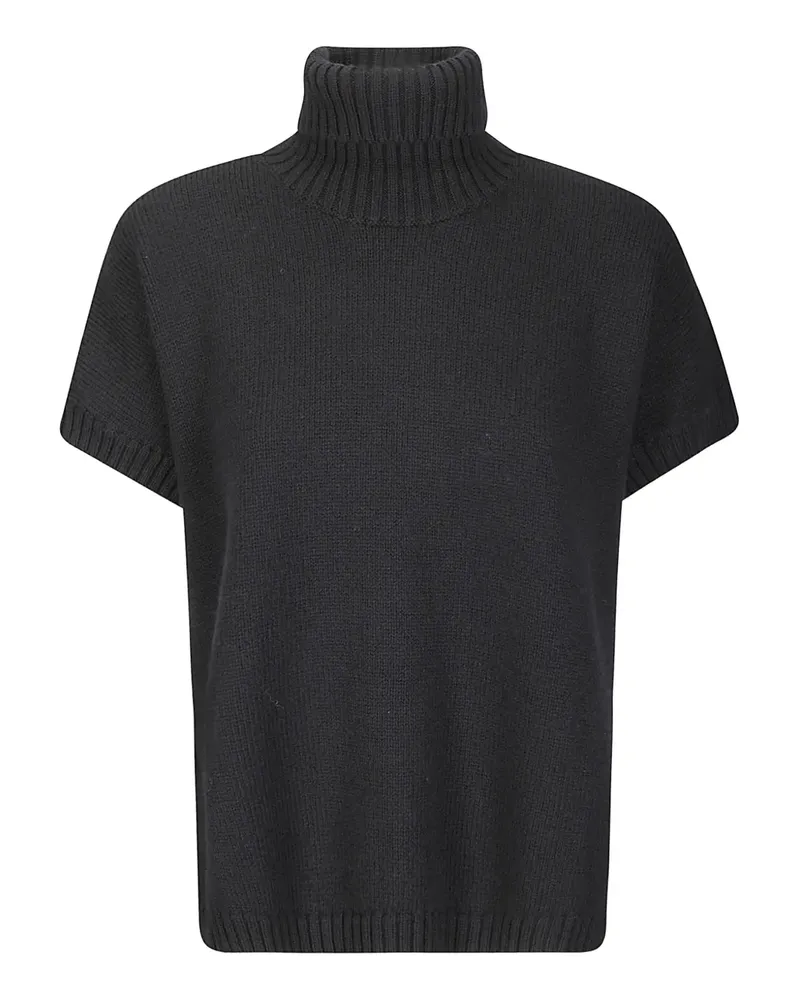 LABO.ART Kurzärmeliger Rollkragenpullover - Schwarz Schwarz