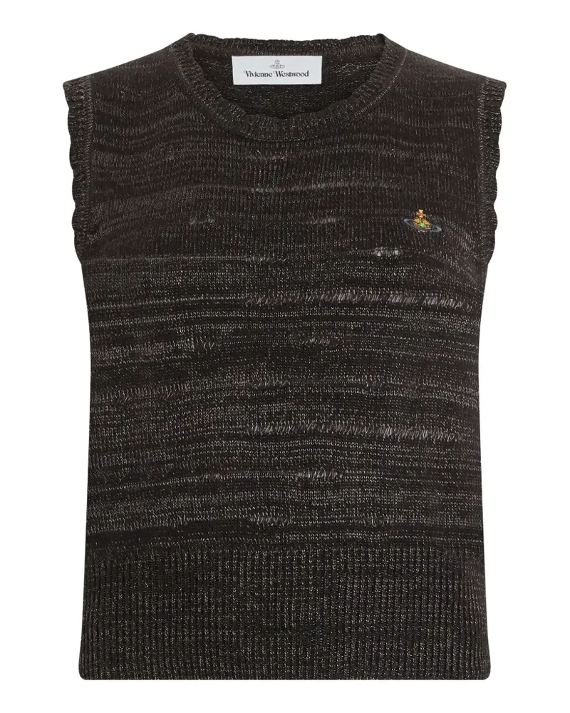 Vivienne Westwood Orb-embroidered distressed sweater vest - Schwarz Schwarz
