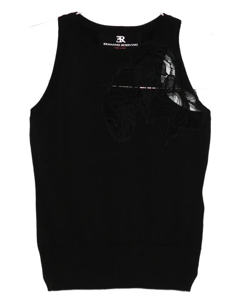Ermanno Scervino Top mit Blumenstickerei - Schwarz Schwarz