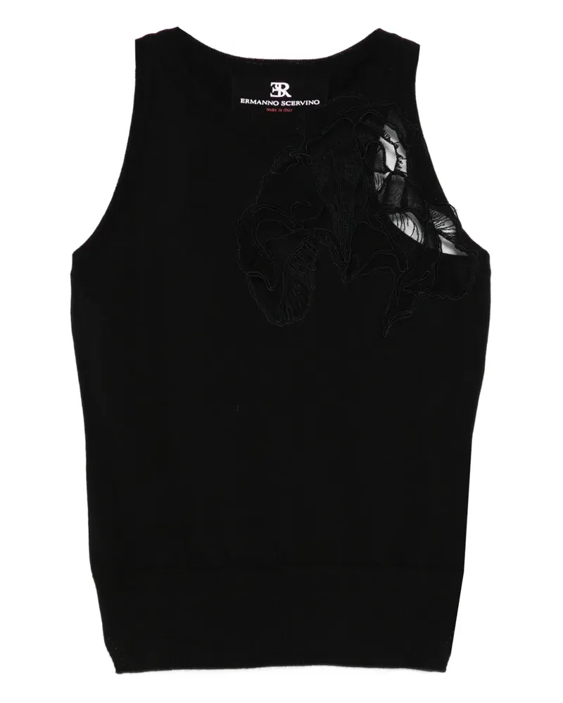 Ermanno Scervino Top mit Blumenstickerei - Schwarz Schwarz
