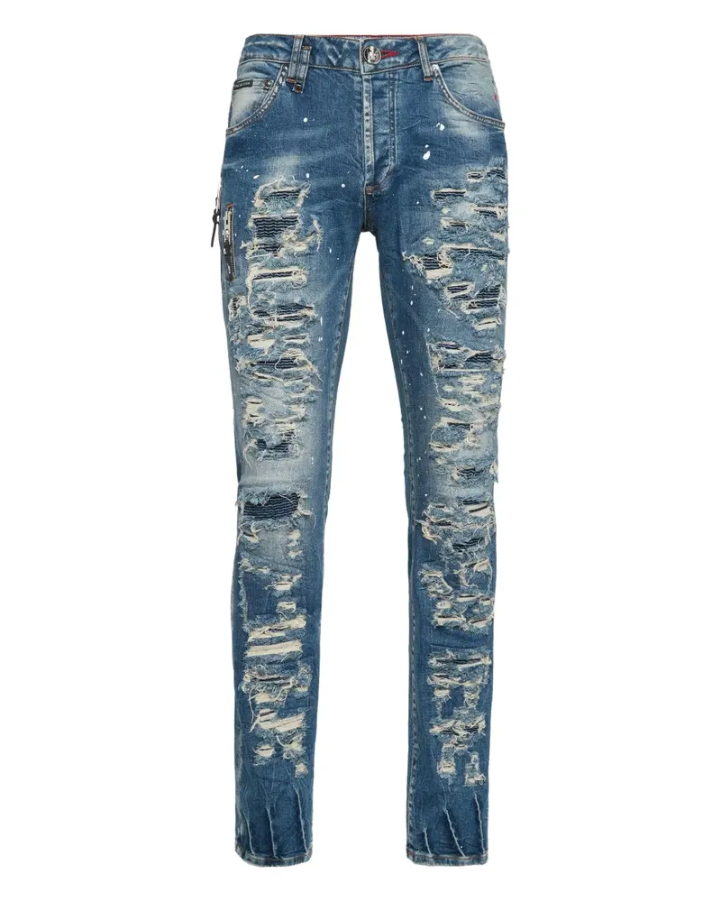 Philipp Plein Jeans im Distressed-Look - Blau Blau
