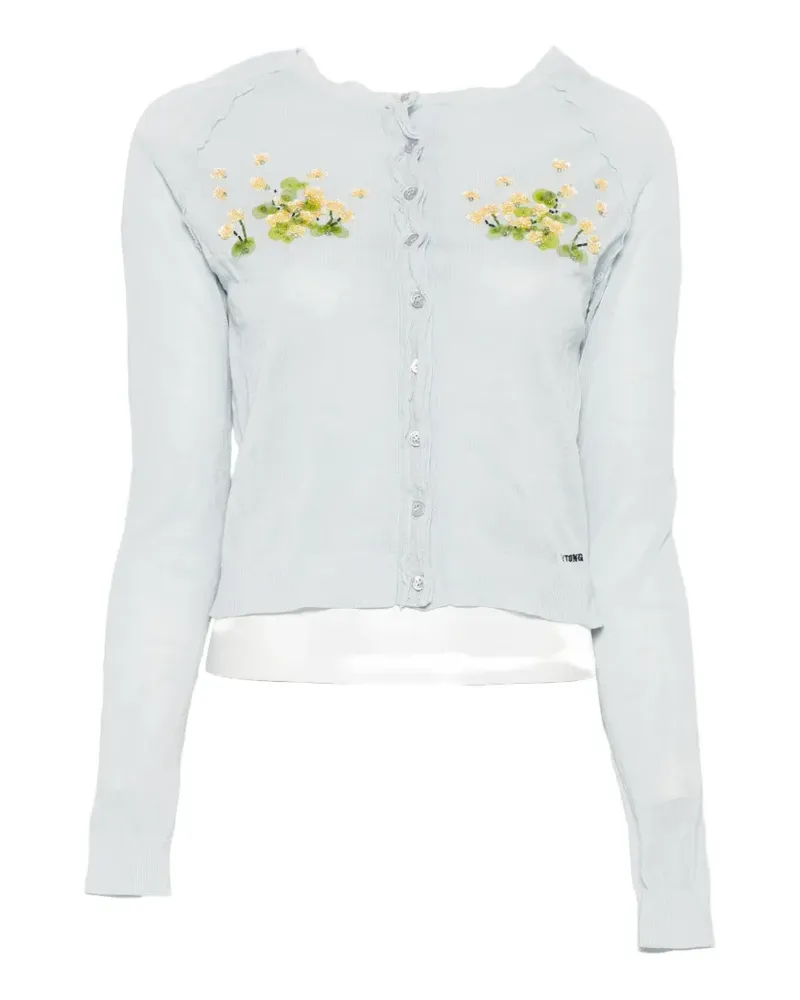 SHUSHU/TONG beaded floral knit cardigan - Blau Blau