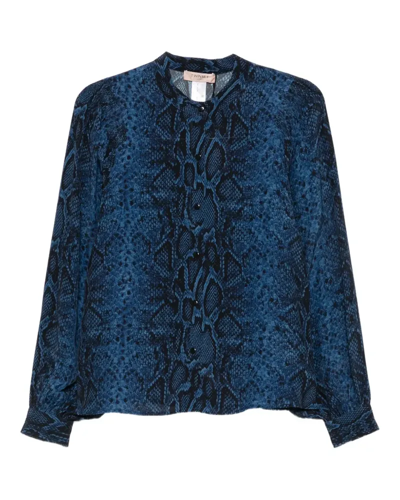 Twin-Set snake-print puff-sleeve shirt - Blau Blau