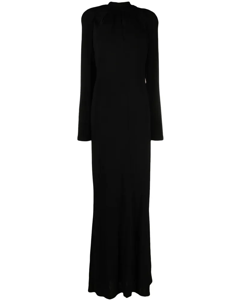 Alberta Ferretti Kleid mit Stehkragen - Schwarz Schwarz