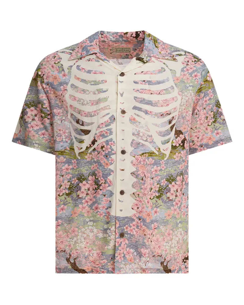 KAPITAL Skelett-Hemd mit Blumen-Print - Rosa Rosa