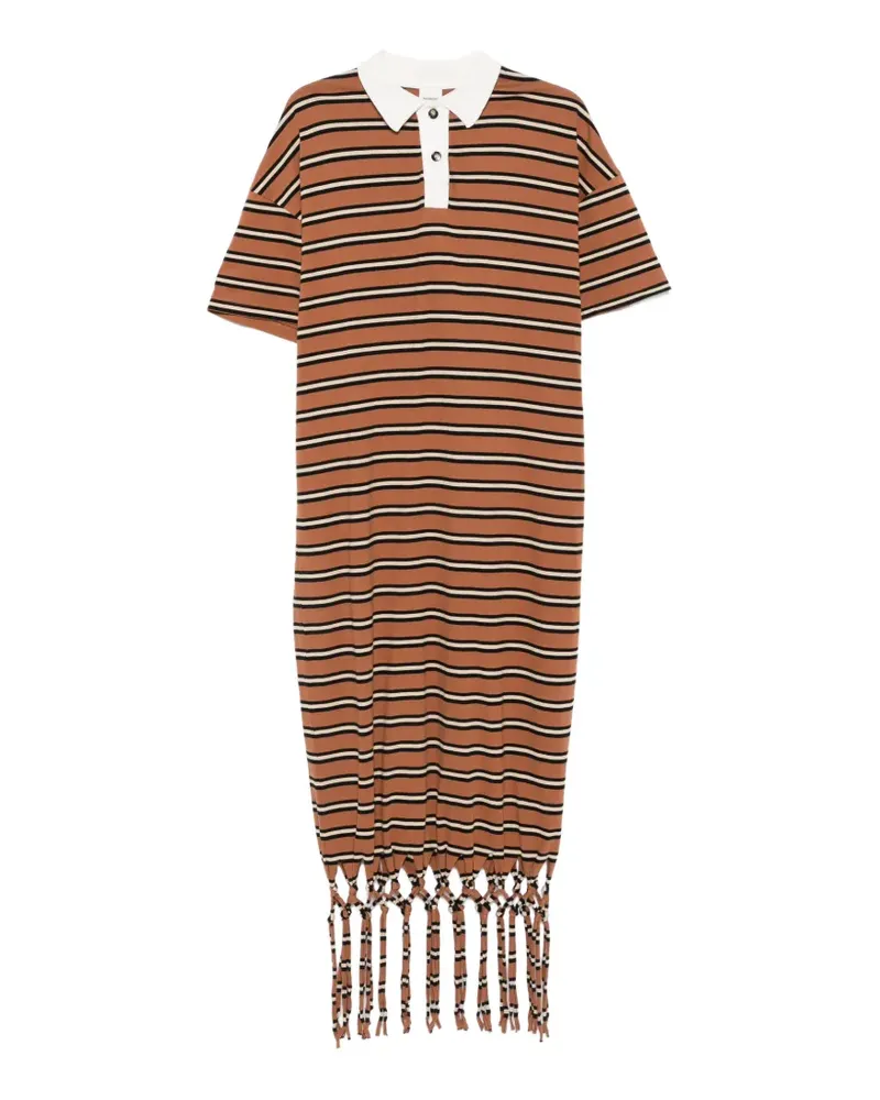 Nanushka Farid fringed striped midi dress - Braun Braun