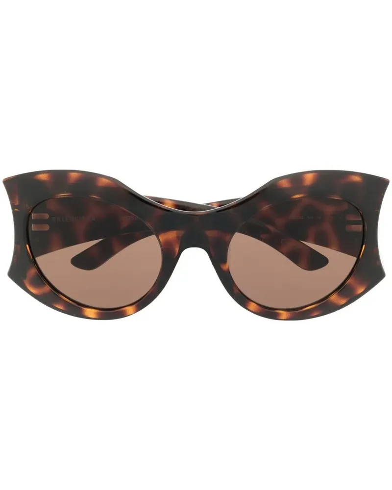 Balenciaga Runde Sonnenbrille in Schildpattoptik - Grün Grün