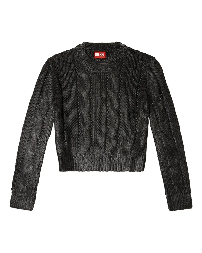 Diesel Pullover mit Zopfmuster - Schwarz Schwarz