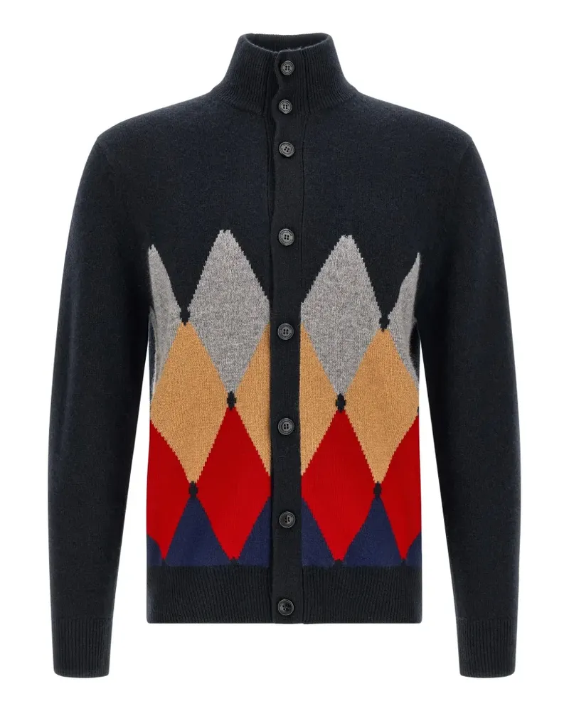 Ballantyne Classic Diamond intarsia cardigan - Blau Blau