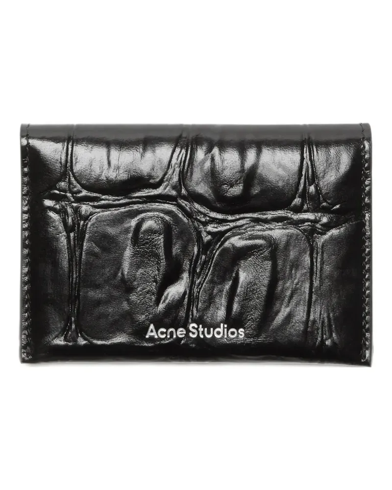 Acne Studios embossed leather card holder - Schwarz Schwarz