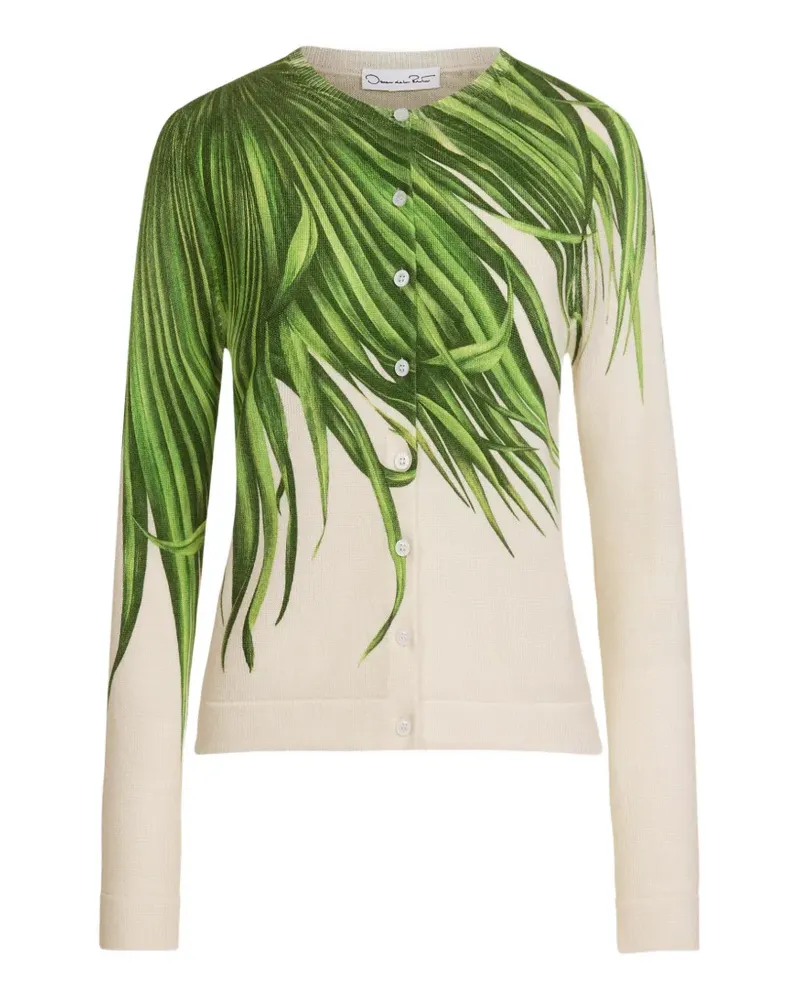 Oscar de la Renta Strickjacke mit Palmenblatt-Print - Grün Grün