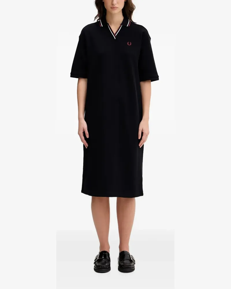 Fred Perry logo-embroidered polo midi dress - Schwarz Schwarz